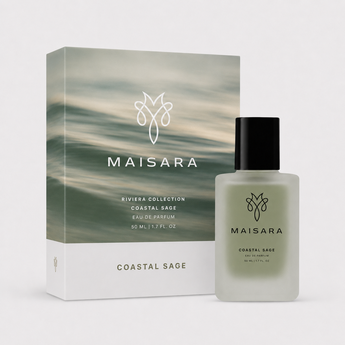 MAISARA Coastal Sage Eau de Parfum packaging with 50 ml bottle