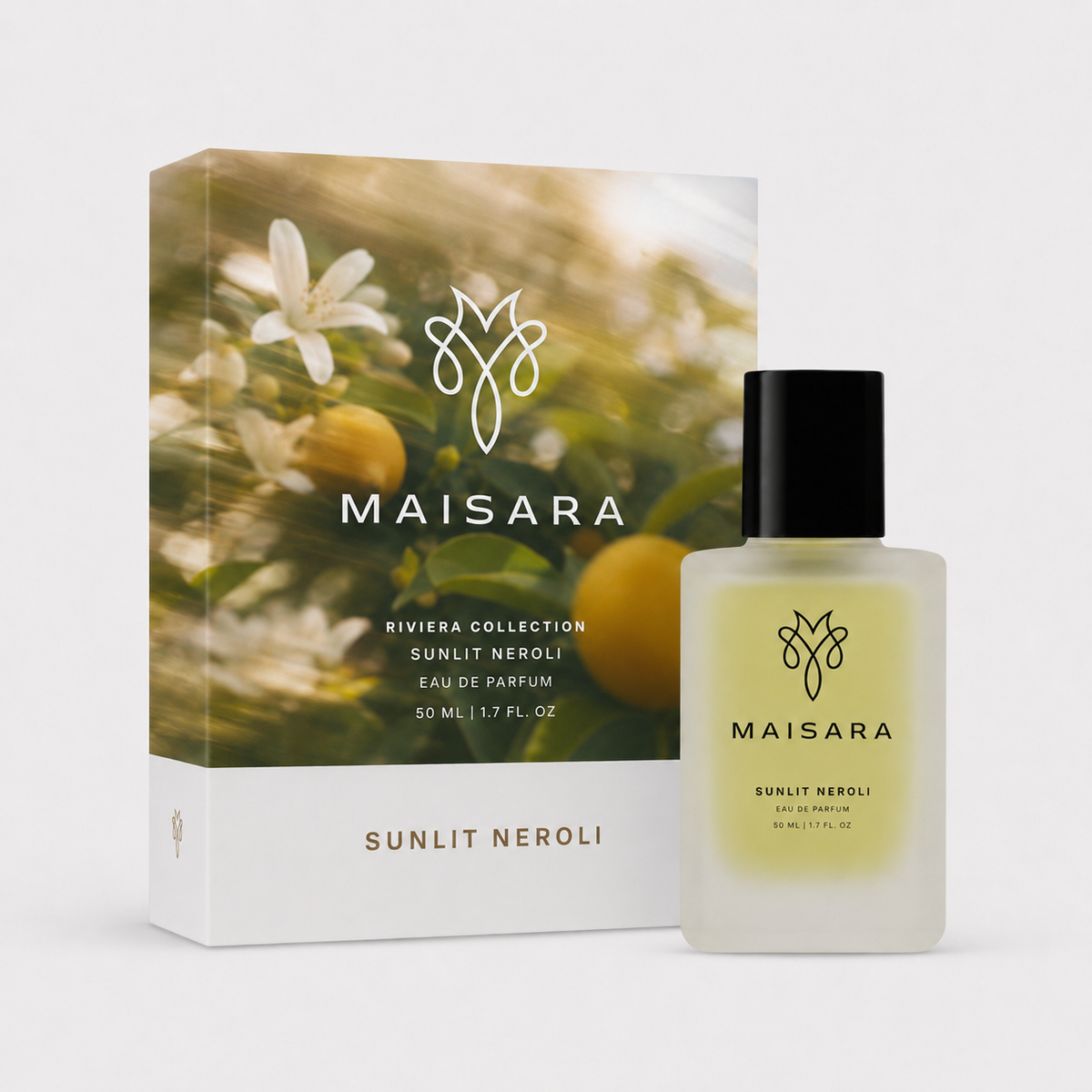 MAISARA Sunlit Neroli Eau de Parfum packaging with 50 ml bottle